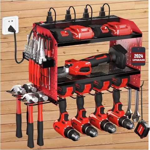 Power Tool Organizer with Charging Station