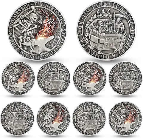 Skull Dumpster Fire Challenge Coin Skull Dumpster Fire Challenge Coin