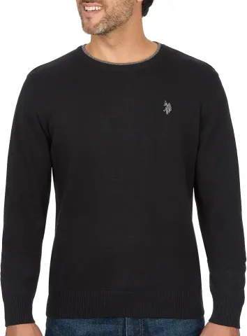  Solid Jersey Crew Neck Sweater Pullover