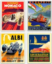  Grand Prix Set of 4 Vintage Posters
