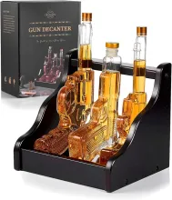  Gun Whiskey Decanter Set with Display Rack